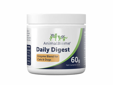 Jar of AnimalBiome's Daily Digest Enzyme Blend for Cat & Dogs on a white background
