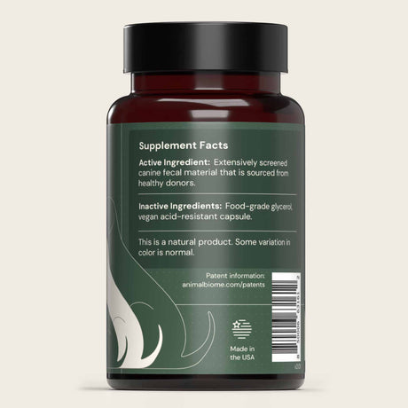 Jar of Animal Biome's Gut Restore for Dogs showing the supplement fats