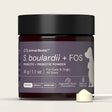 Jar of S. boulardii + FOS powder for pets on a light background